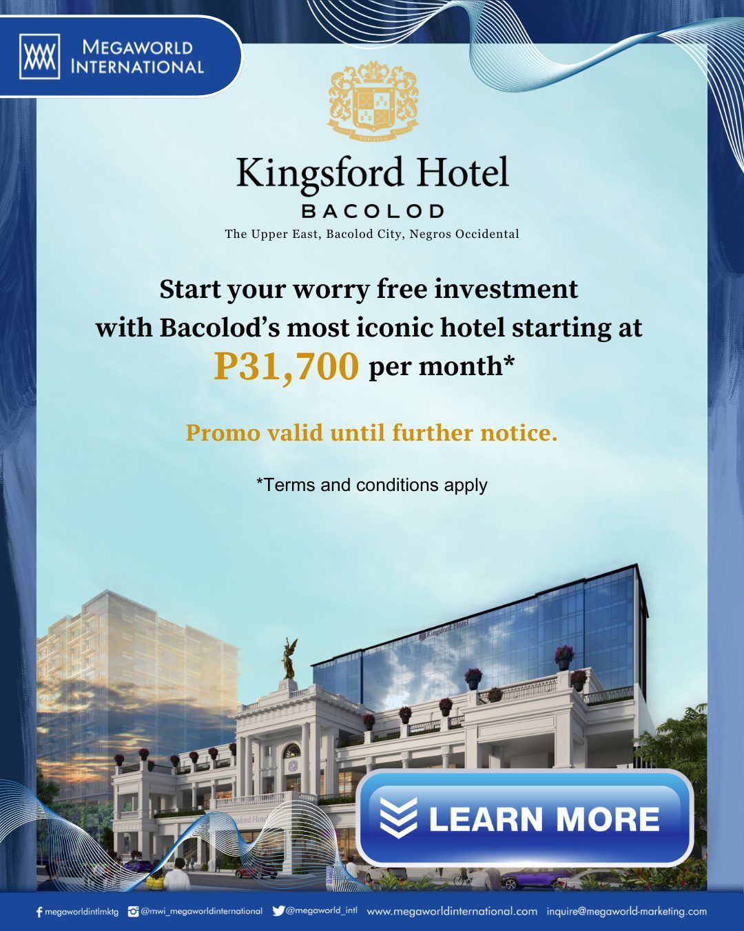 Megaworld International Promo Popup Kingsford Hotel Bacolod Until Further Notice June 2025