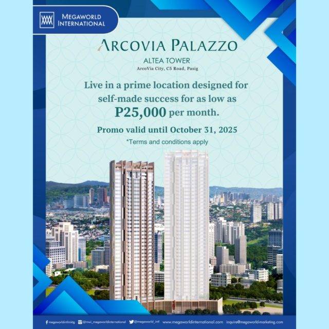 Megaworld International Promos 102425 Arcovia Palazzo